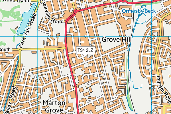 TS4 2LZ map - OS VectorMap District (Ordnance Survey)