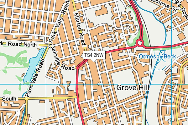 TS4 2NW map - OS VectorMap District (Ordnance Survey)