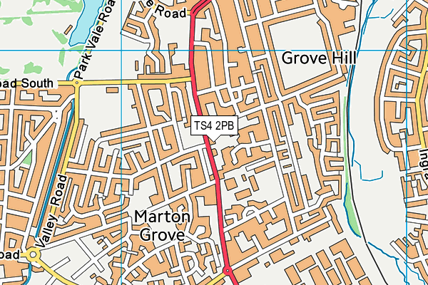 TS4 2PB map - OS VectorMap District (Ordnance Survey)