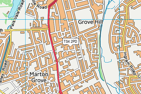 TS4 2PD map - OS VectorMap District (Ordnance Survey)