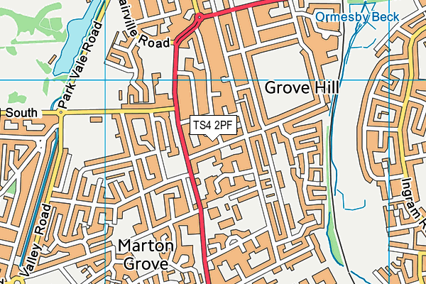 TS4 2PF map - OS VectorMap District (Ordnance Survey)