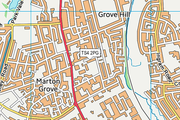 TS4 2PG map - OS VectorMap District (Ordnance Survey)