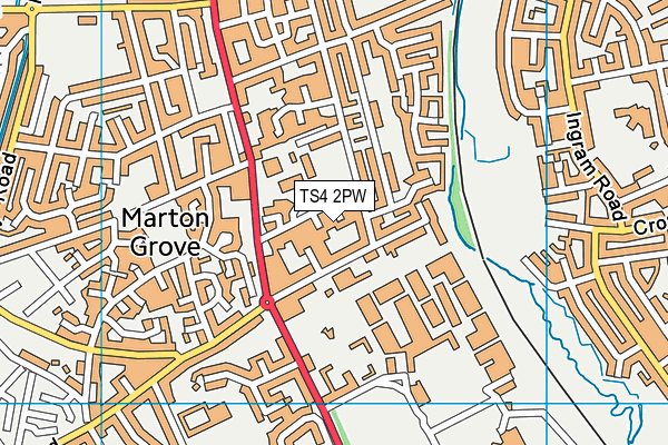 TS4 2PW map - OS VectorMap District (Ordnance Survey)