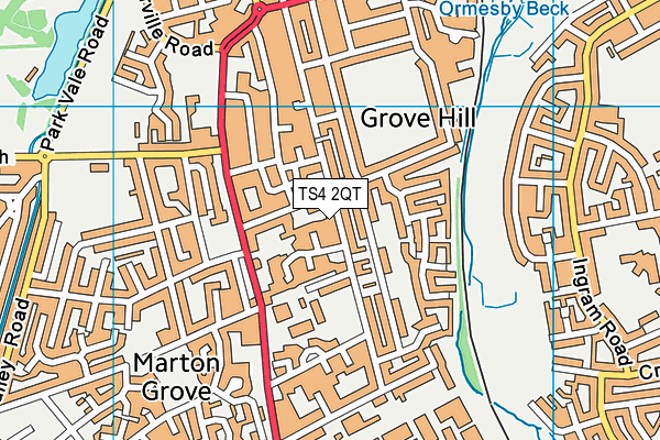 TS4 2QT map - OS VectorMap District (Ordnance Survey)
