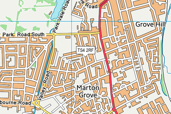 TS4 2RF map - OS VectorMap District (Ordnance Survey)