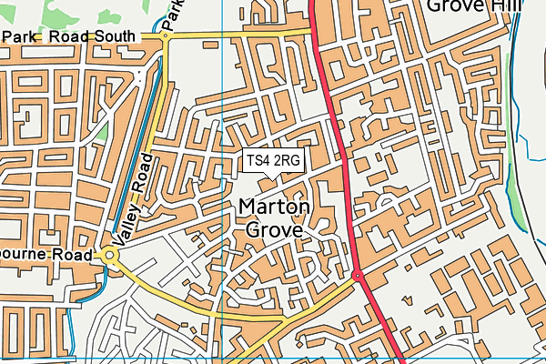 TS4 2RG map - OS VectorMap District (Ordnance Survey)