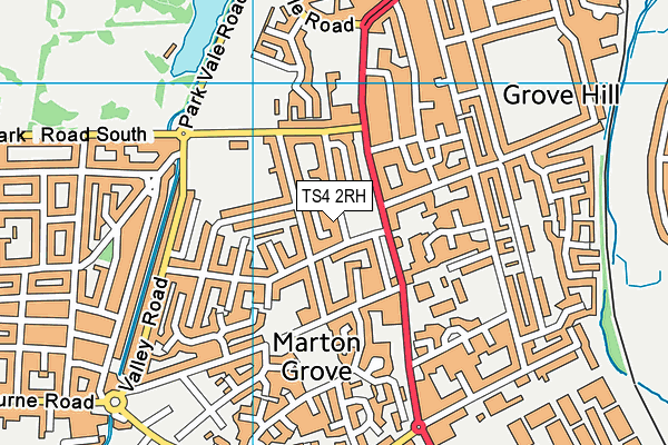TS4 2RH map - OS VectorMap District (Ordnance Survey)