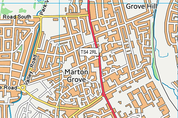 TS4 2RL map - OS VectorMap District (Ordnance Survey)