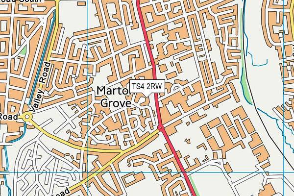 TS4 2RW map - OS VectorMap District (Ordnance Survey)