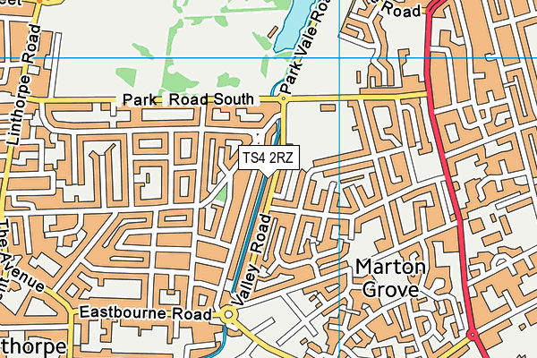TS4 2RZ map - OS VectorMap District (Ordnance Survey)