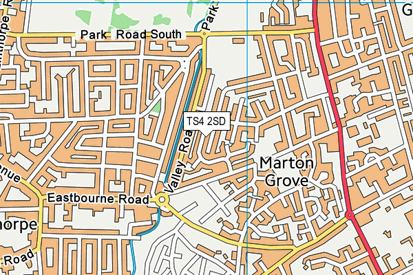 TS4 2SD map - OS VectorMap District (Ordnance Survey)