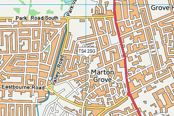 TS4 2SG map - OS VectorMap District (Ordnance Survey)
