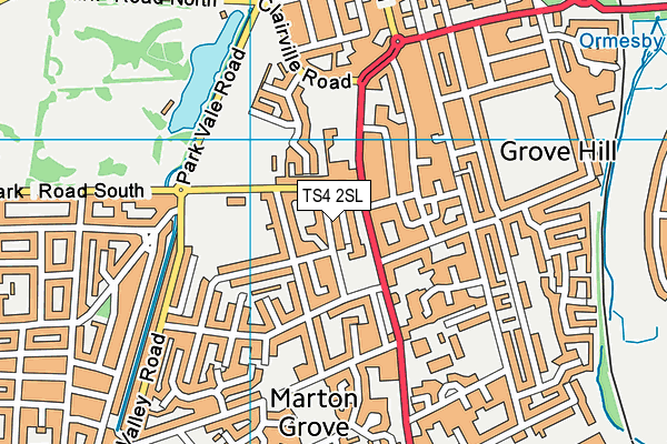 TS4 2SL map - OS VectorMap District (Ordnance Survey)