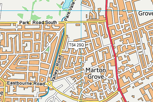 TS4 2SQ map - OS VectorMap District (Ordnance Survey)