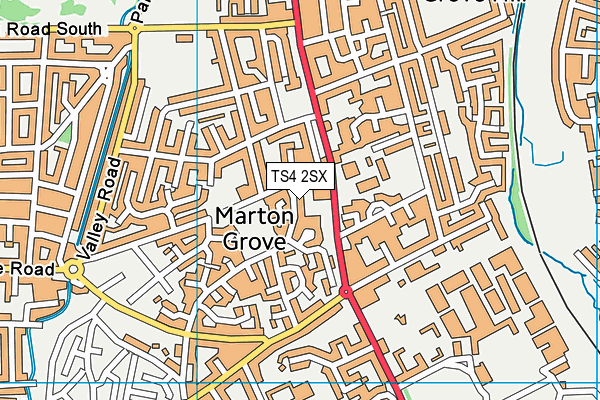 TS4 2SX map - OS VectorMap District (Ordnance Survey)