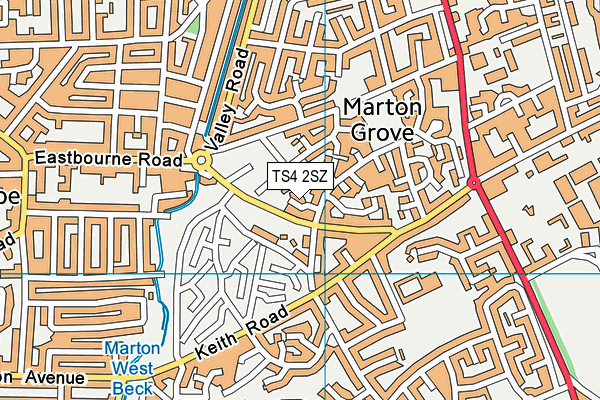 TS4 2SZ map - OS VectorMap District (Ordnance Survey)