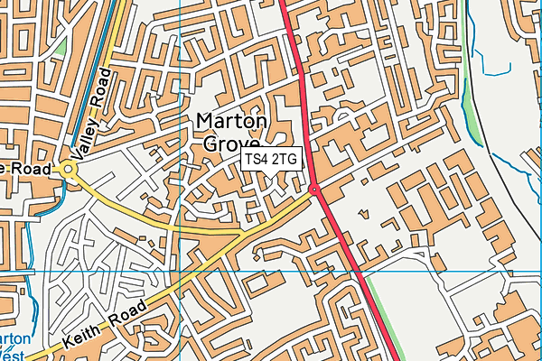 TS4 2TG map - OS VectorMap District (Ordnance Survey)