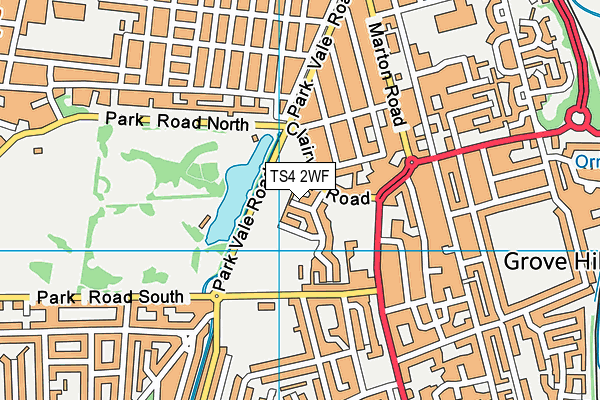 TS4 2WF map - OS VectorMap District (Ordnance Survey)
