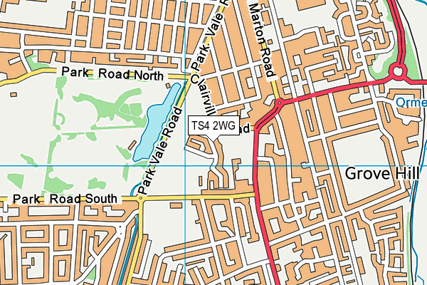 TS4 2WG map - OS VectorMap District (Ordnance Survey)