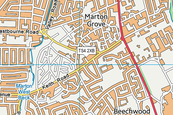 TS4 2XB map - OS VectorMap District (Ordnance Survey)