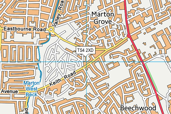 TS4 2XD map - OS VectorMap District (Ordnance Survey)