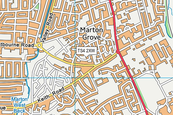 TS4 2XW map - OS VectorMap District (Ordnance Survey)