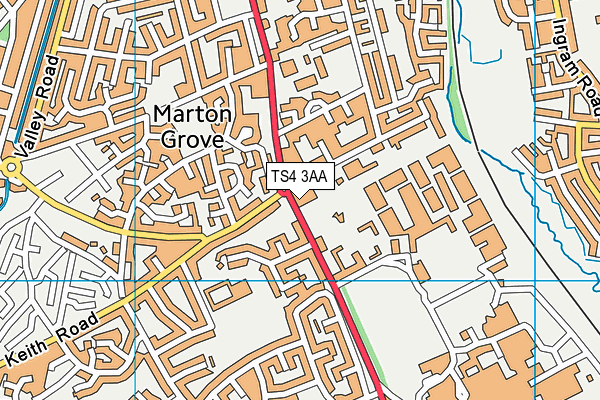 TS4 3AA map - OS VectorMap District (Ordnance Survey)