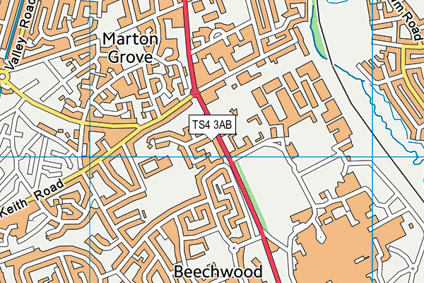 TS4 3AB map - OS VectorMap District (Ordnance Survey)