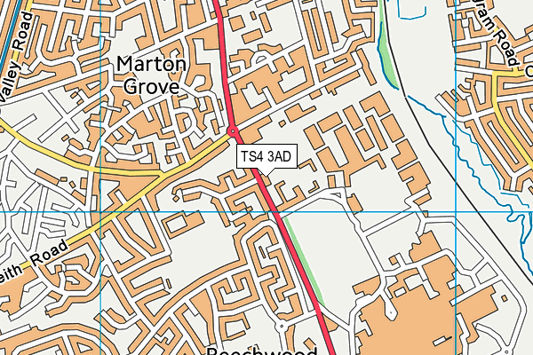 TS4 3AD map - OS VectorMap District (Ordnance Survey)