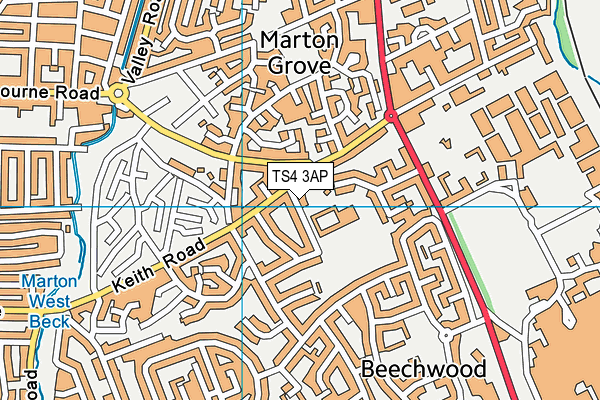 TS4 3AP map - OS VectorMap District (Ordnance Survey)
