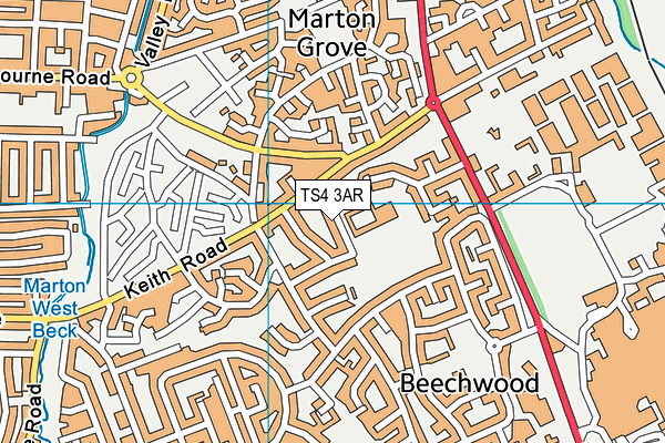 TS4 3AR map - OS VectorMap District (Ordnance Survey)