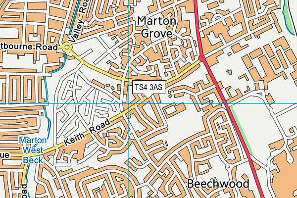 TS4 3AS map - OS VectorMap District (Ordnance Survey)