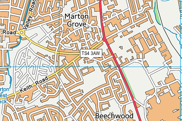 TS4 3AW map - OS VectorMap District (Ordnance Survey)
