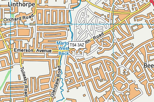 TS4 3AZ map - OS VectorMap District (Ordnance Survey)