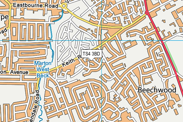 TS4 3BD map - OS VectorMap District (Ordnance Survey)