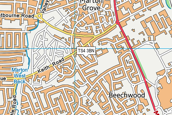 TS4 3BN map - OS VectorMap District (Ordnance Survey)