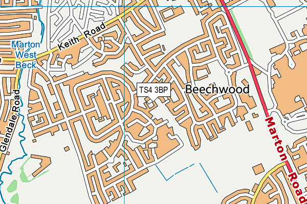 TS4 3BP map - OS VectorMap District (Ordnance Survey)