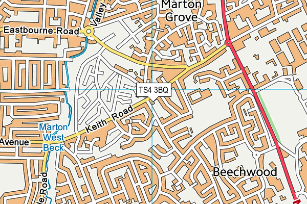 TS4 3BQ map - OS VectorMap District (Ordnance Survey)