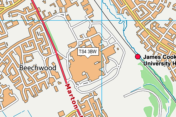 TS4 3BW map - OS VectorMap District (Ordnance Survey)