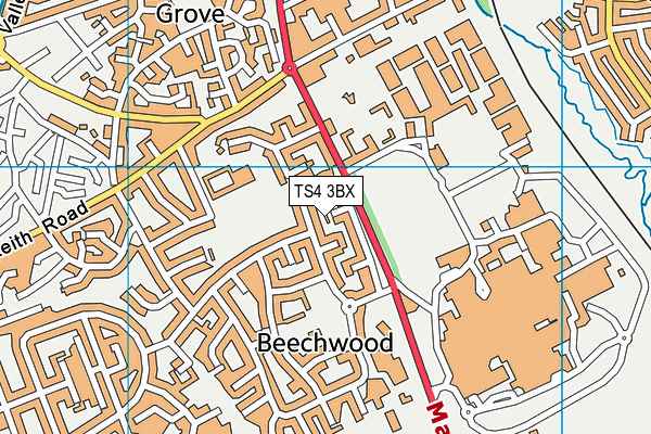 TS4 3BX map - OS VectorMap District (Ordnance Survey)