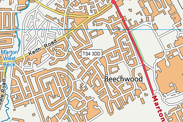 TS4 3DD map - OS VectorMap District (Ordnance Survey)