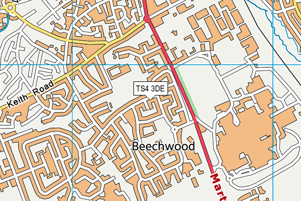 TS4 3DE map - OS VectorMap District (Ordnance Survey)