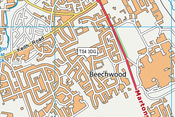 TS4 3DG map - OS VectorMap District (Ordnance Survey)