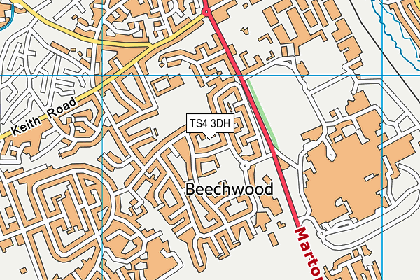 TS4 3DH map - OS VectorMap District (Ordnance Survey)