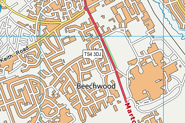 TS4 3DJ map - OS VectorMap District (Ordnance Survey)