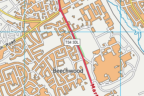 TS4 3DL map - OS VectorMap District (Ordnance Survey)