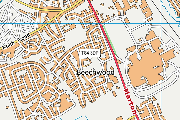 TS4 3DP map - OS VectorMap District (Ordnance Survey)