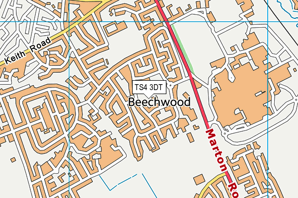 TS4 3DT map - OS VectorMap District (Ordnance Survey)