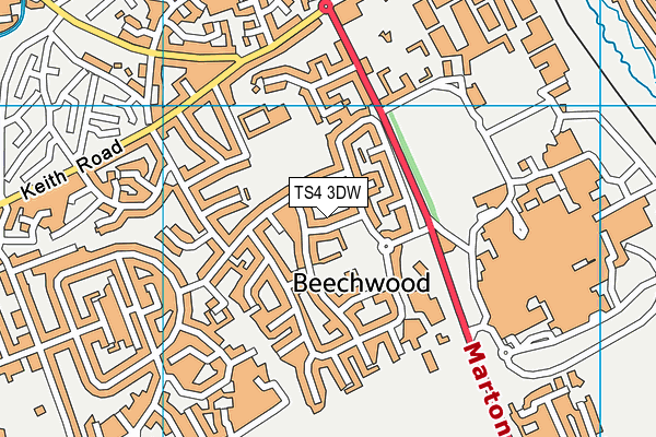 TS4 3DW map - OS VectorMap District (Ordnance Survey)