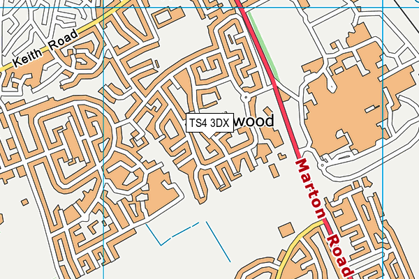 TS4 3DX map - OS VectorMap District (Ordnance Survey)